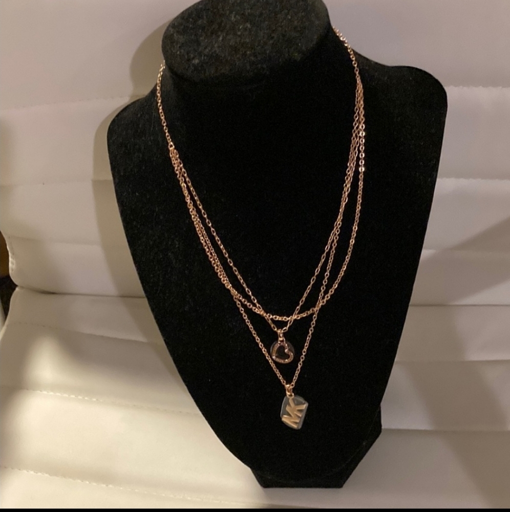 Michael kors rose gold three tier necklace #005